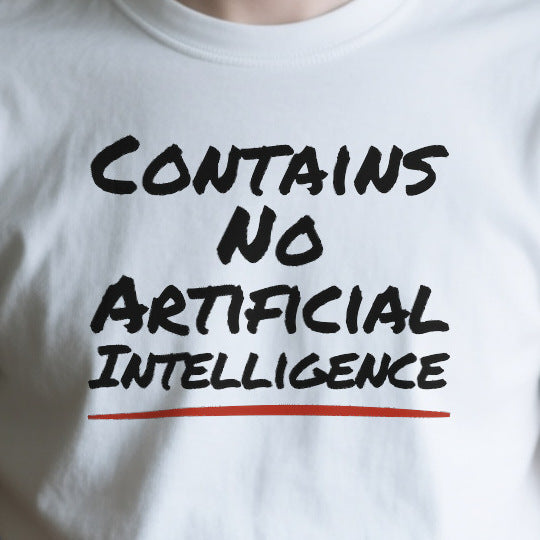 Close-up of the ODABA6D9C919 print on a white unisex t-shirt