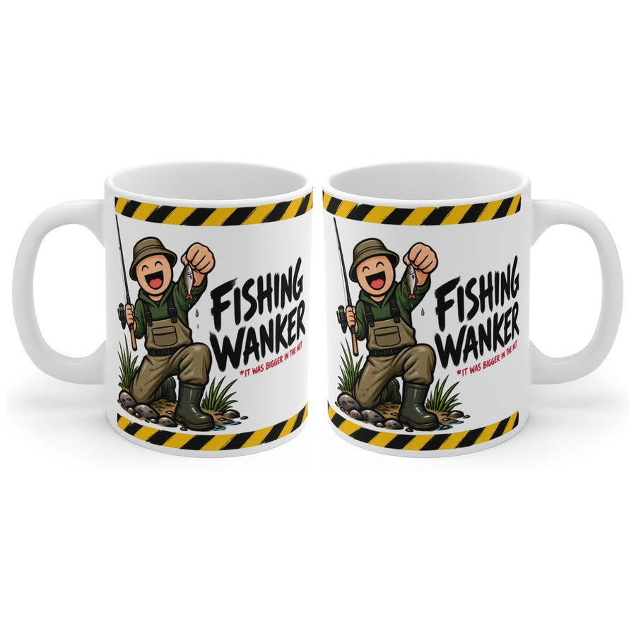 Fishing Wanker mug, handle right