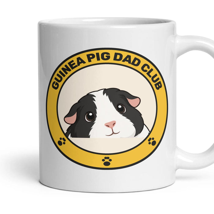 Guinea Pig Dad Club mug, 11oz white ceramic, Black & White, handle right