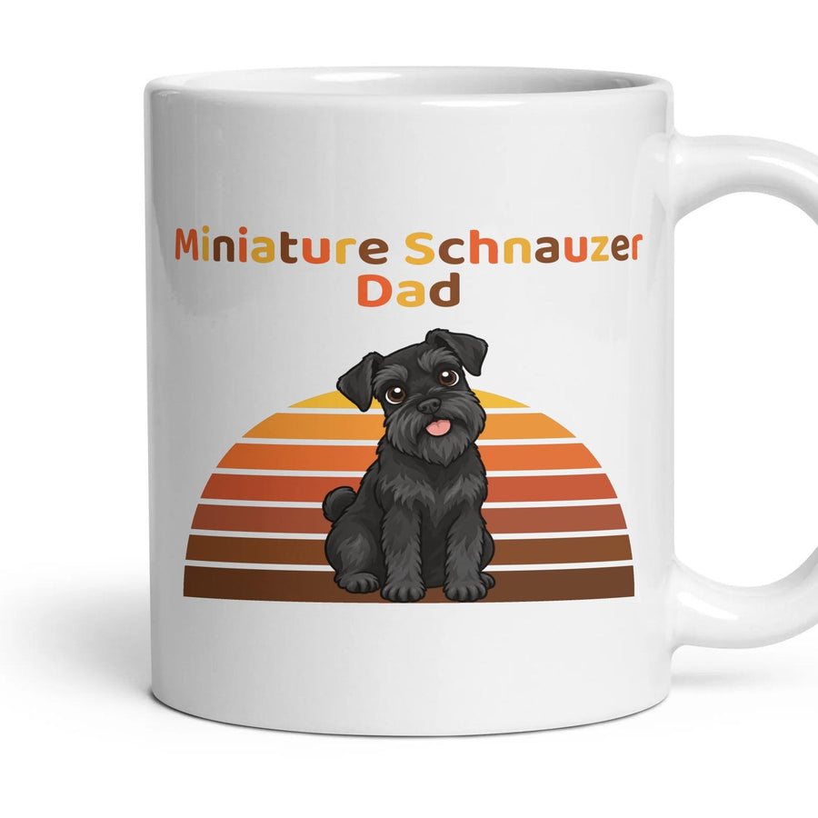 Miniature Schnauzer Dad mug, 11oz white ceramic, Black, handle right
