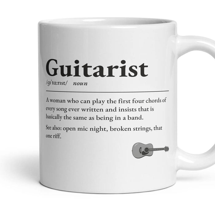 Guitar Mum mug, 11oz white ceramic, Acoustic, handle right