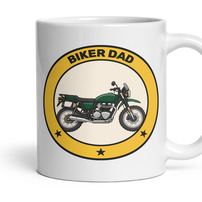 Biker Dad mug, 11oz white ceramic, Adventure, handle right