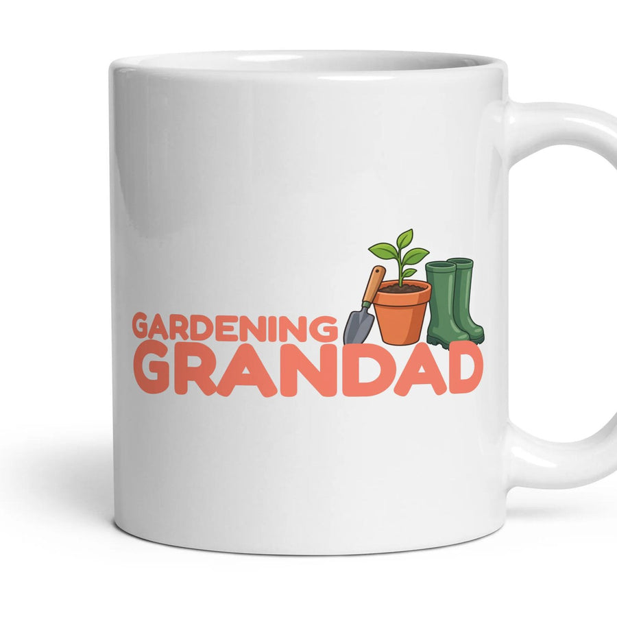 Gardening Grandad mug, 11oz white ceramic, handle right