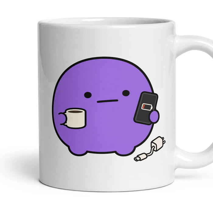 Phone Battery mug, 11oz white ceramic, handle right