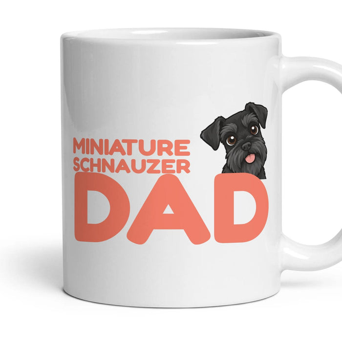Miniature Schnauzer Dad mug, 11oz white ceramic, Black, handle right
