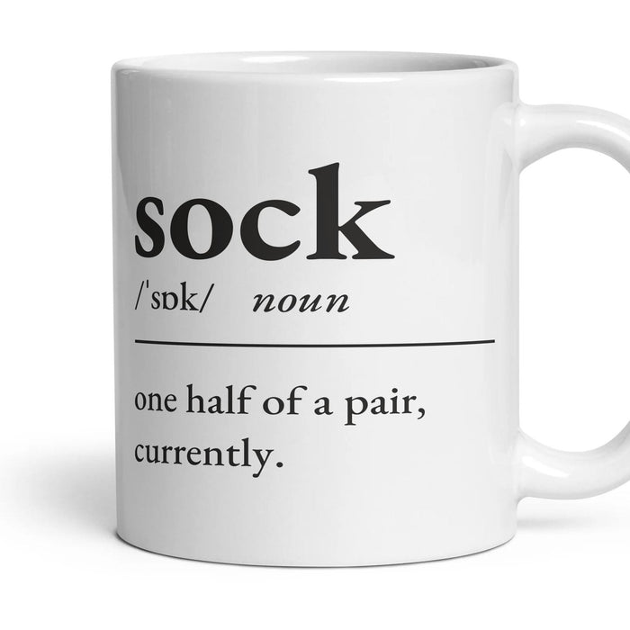 Sock mug, 11oz white ceramic, handle right