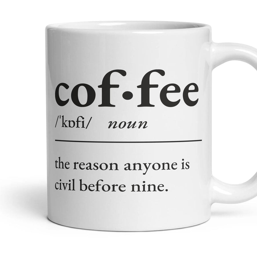 Coffee, noun — Definition Mug mug, 11oz white ceramic, handle right