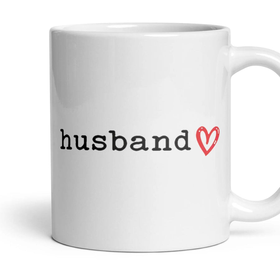 husband mug, 11oz white ceramic, handle right