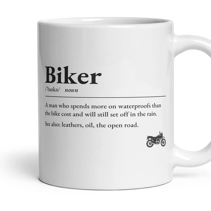 Biker Dad mug, 11oz white ceramic, Adventure, handle right