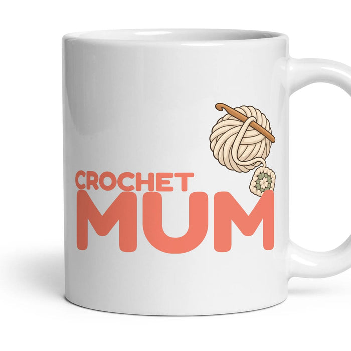 Crochet Mum mug, 11oz white ceramic, handle right
