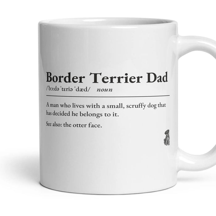 Border Terrier Dad mug, 11oz white ceramic, Blue & Tan, handle right