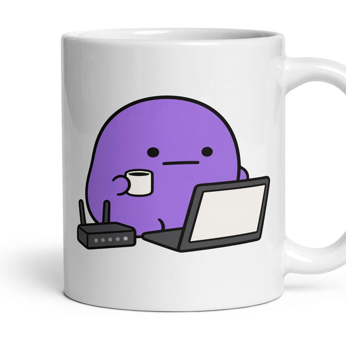 Wifi Down mug, 11oz white ceramic, handle right