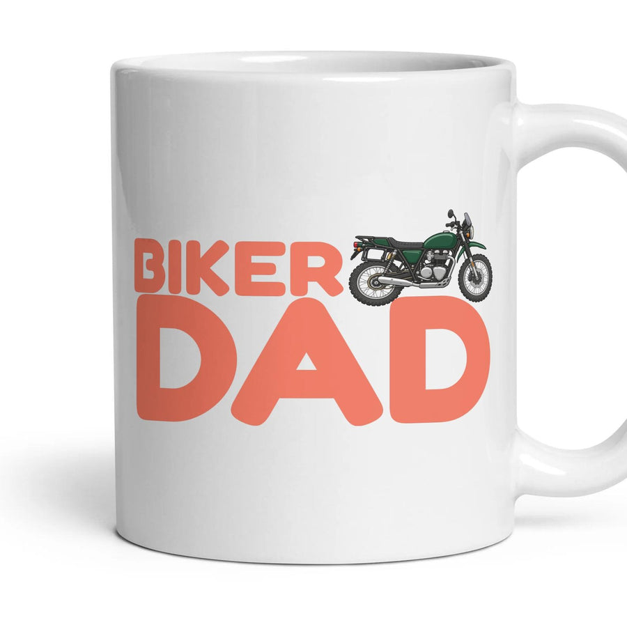 Biker Dad mug, 11oz white ceramic, Adventure, handle right