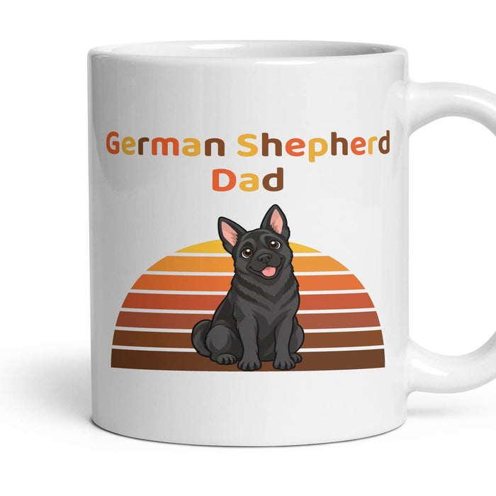 German Shepherd Dad mug, 11oz white ceramic, All Black, handle right
