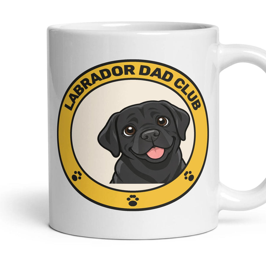 Labrador Dad Club mug, 11oz white ceramic, Black, handle right