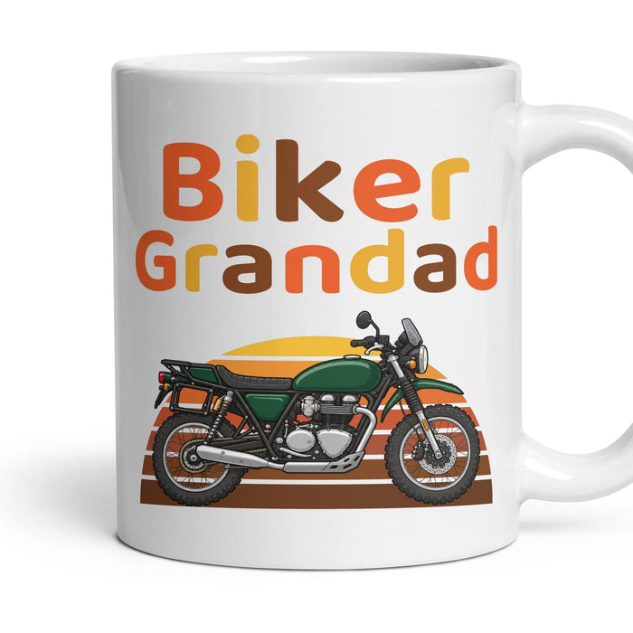 Biker Grandad mug, 11oz white ceramic, Adventure, handle right