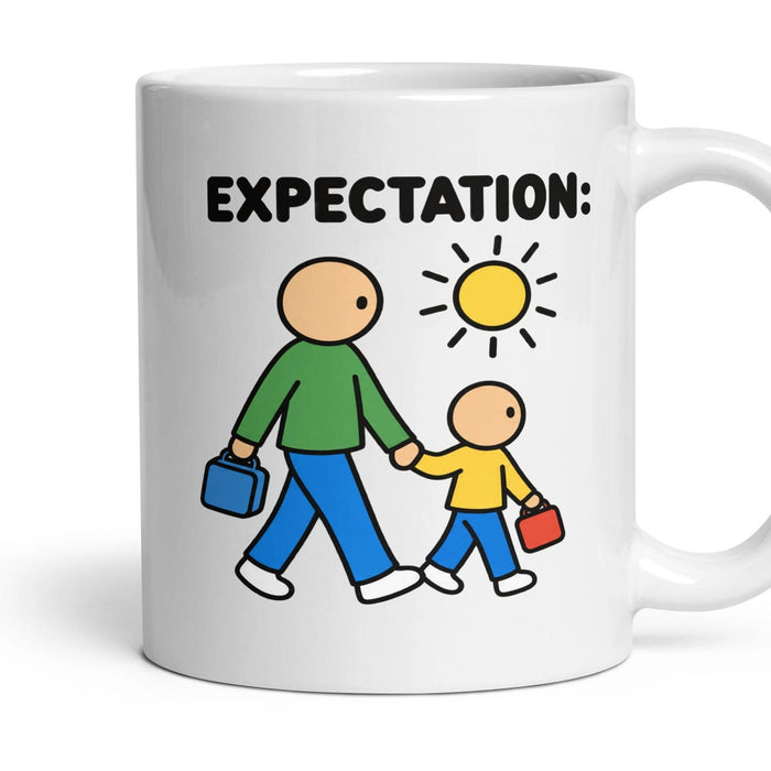 The School Run mug, 11oz white ceramic, handle right