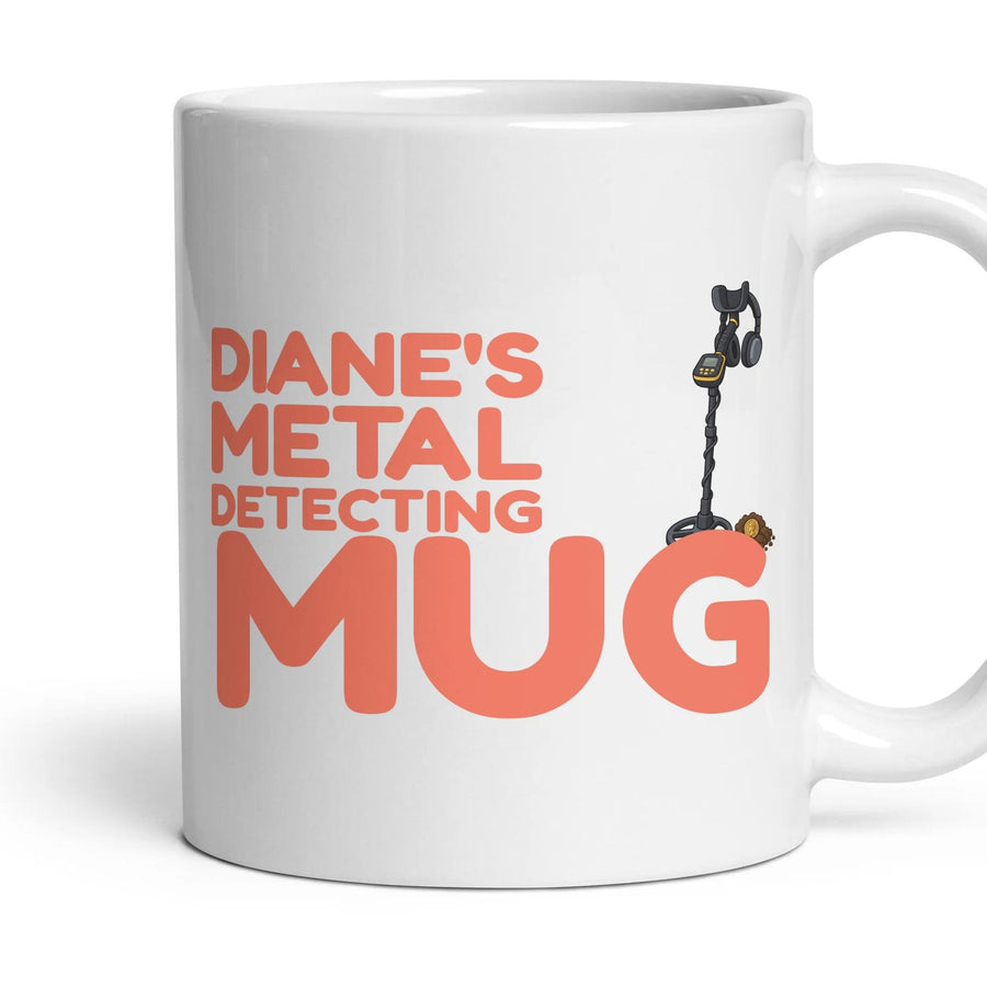 Personalised Metal Detecting Mug mug, 11oz white ceramic, handle right