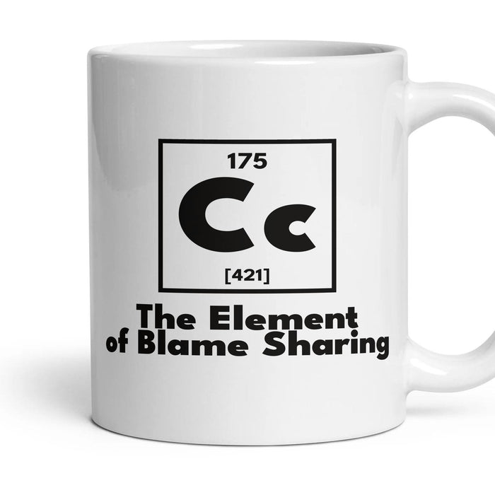 Cc The Element of Blame Sharing mug, 11oz white ceramic, handle right