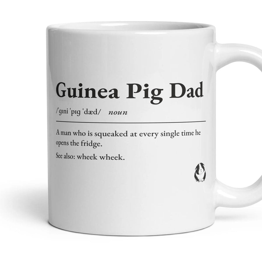 Guinea Pig Dad mug, 11oz white ceramic, Black & White, handle right