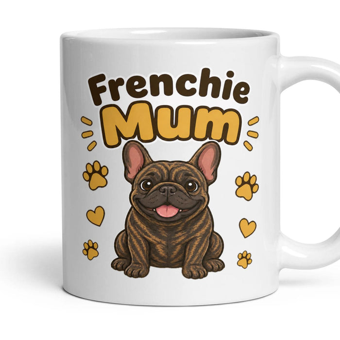 Frenchie Mum mug, 11oz white ceramic, handle right