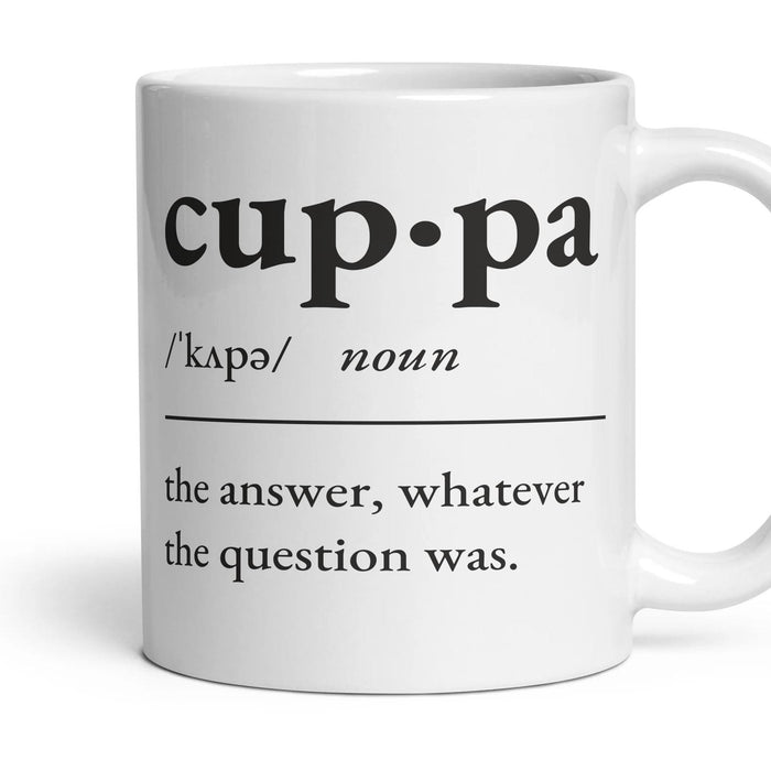 Cuppa mug, 11oz white ceramic, handle right