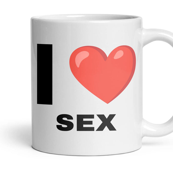 I LOVE SEX mug, 11oz white ceramic, handle right