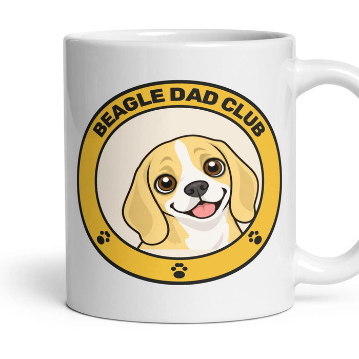 Beagle Dad Club mug, 11oz white ceramic, Lemon & White, handle right