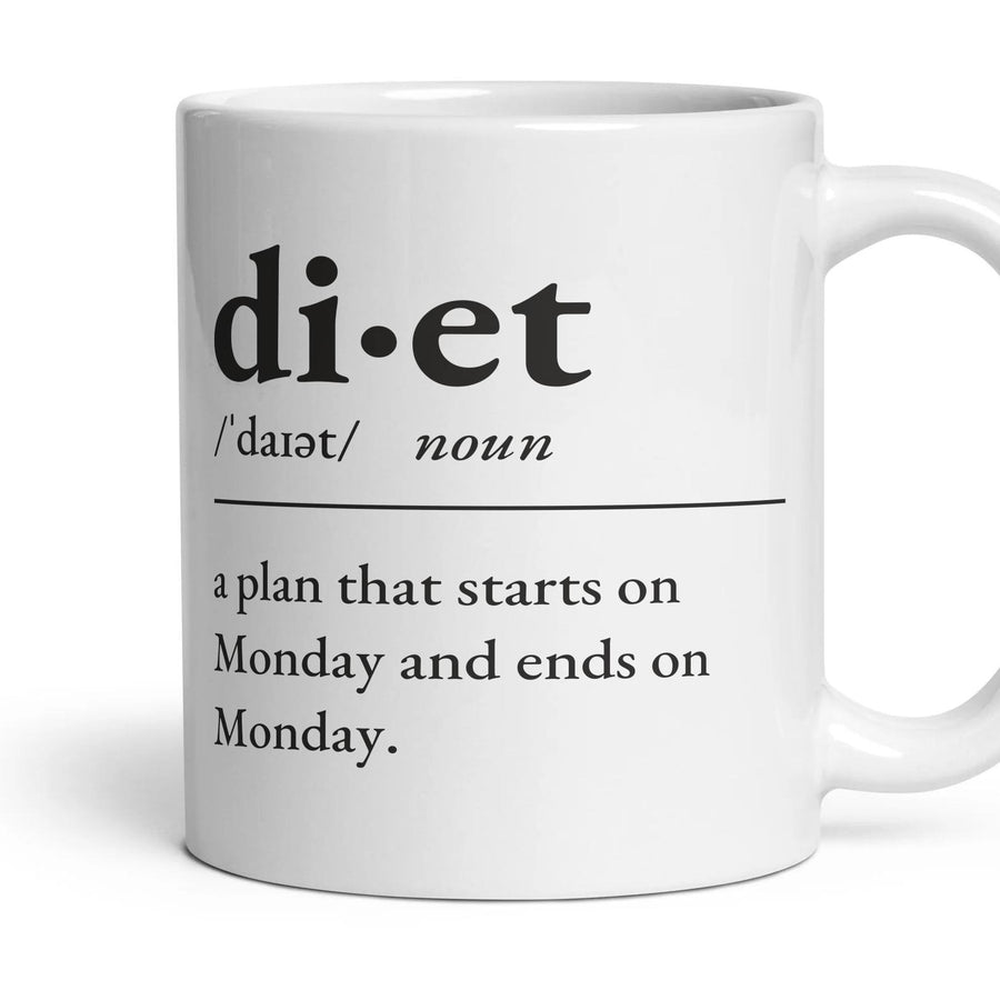 Diet, noun — Definition Mug mug, 11oz white ceramic, handle right