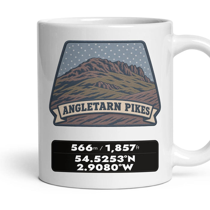 Angletarn Pikes Summit Patch mug, 11oz white ceramic, Angletarn Pikes, handle right