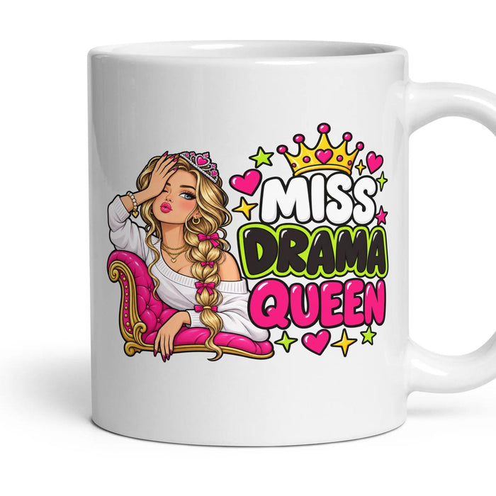 Miss Drama Queen mug, 11oz white ceramic, handle right