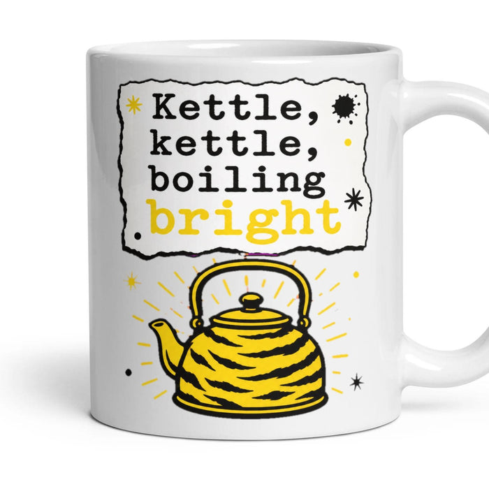 Kettle, kettle, boiling bright mug, 11oz white ceramic, handle right