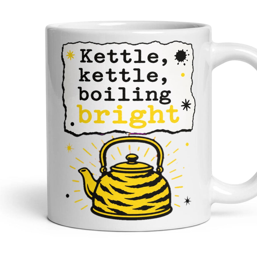 Kettle, kettle, boiling bright mug, 11oz white ceramic, handle right