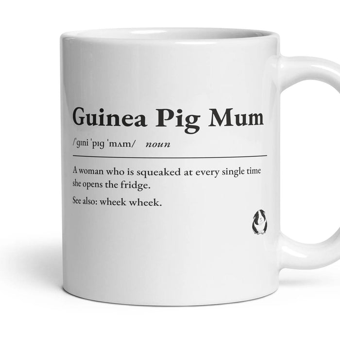 Guinea Pig Mum mug, 11oz white ceramic, Black & White, handle right