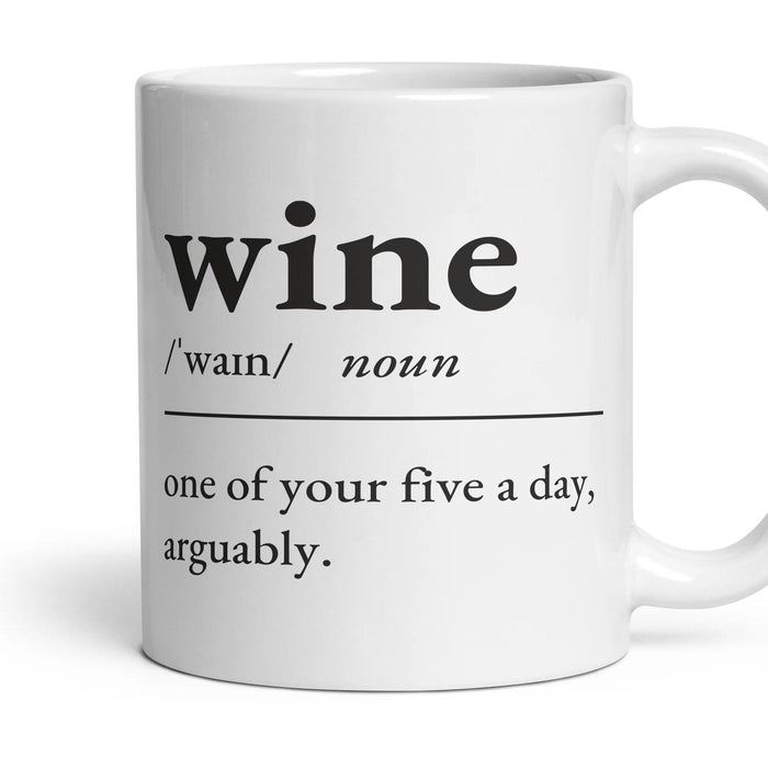 Wine mug, 11oz white ceramic, handle right