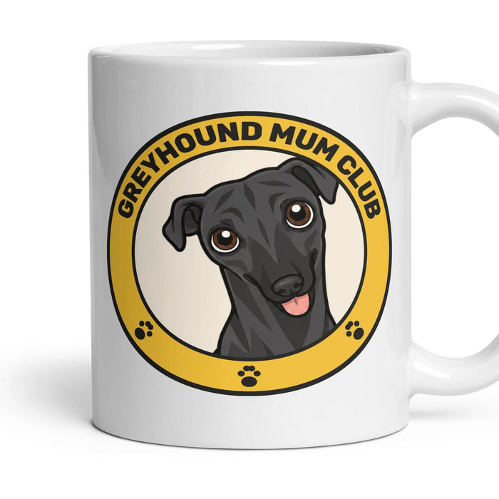 Greyhound Mum Club mug, 11oz white ceramic, Black, handle right
