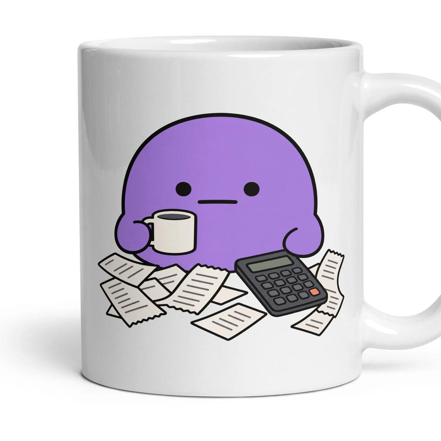 Tax Return mug, 11oz white ceramic, handle right