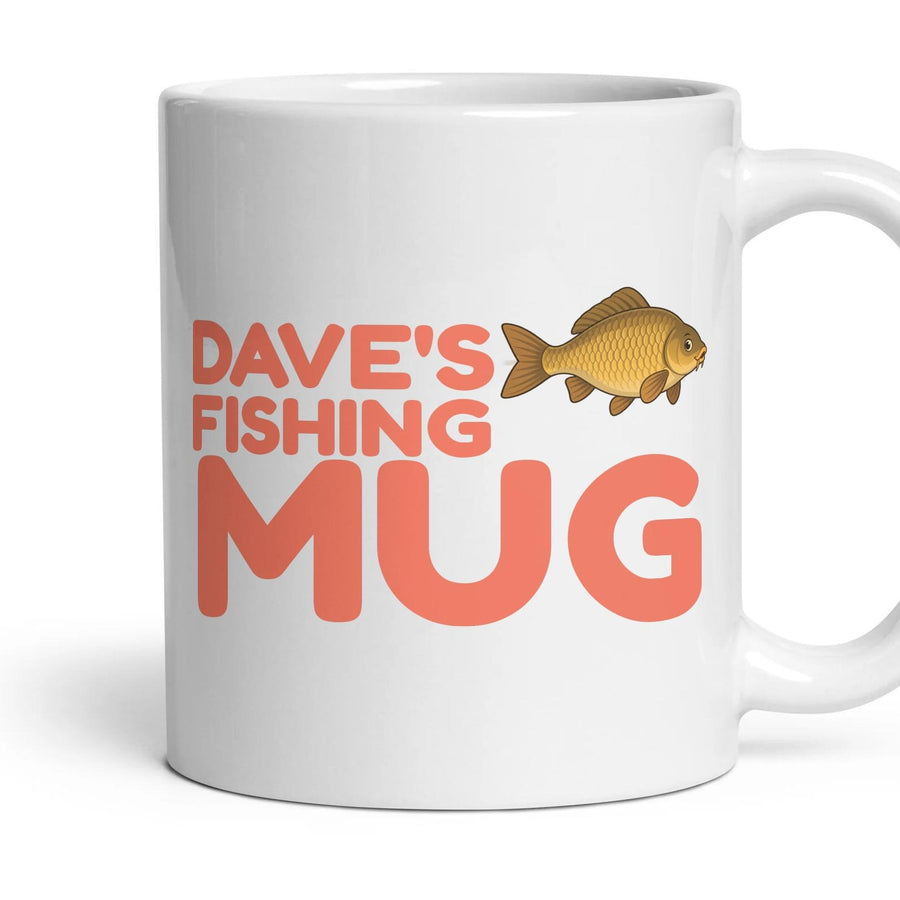 Personalised Fishing Mug mug, 11oz white ceramic, handle right