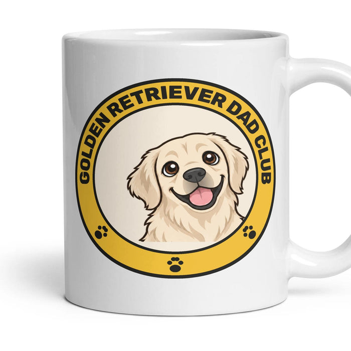 Golden Retriever Dad Club mug, 11oz white ceramic, Cream, handle right
