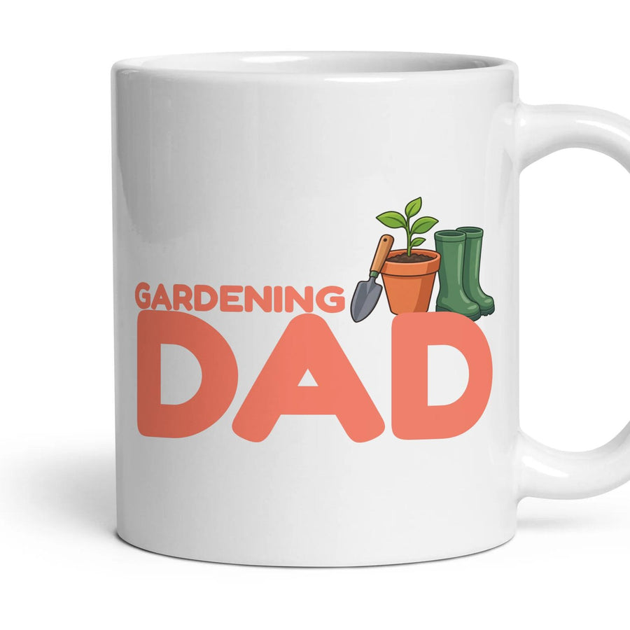 Gardening Dad mug, 11oz white ceramic, handle right
