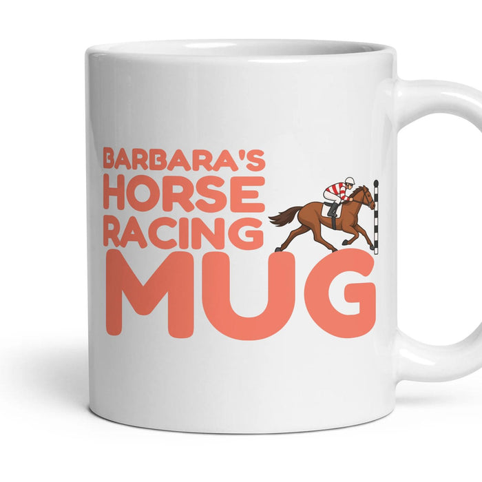 Personalised Horse Racing Mug mug, 11oz white ceramic, handle right