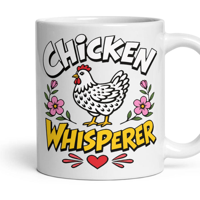 Chicken Whisperer mug, 11oz white ceramic, handle right