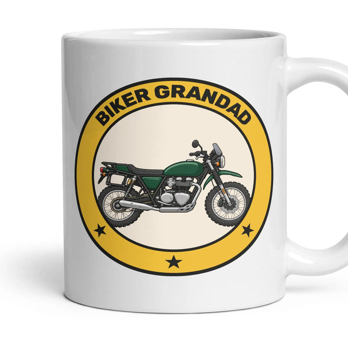 Biker Grandad mug, 11oz white ceramic, Adventure, handle right