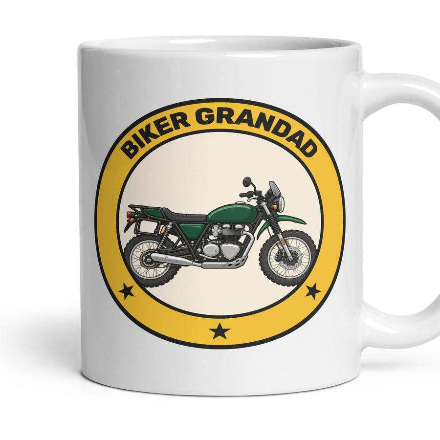 Biker Grandad mug, 11oz white ceramic, Adventure, handle right
