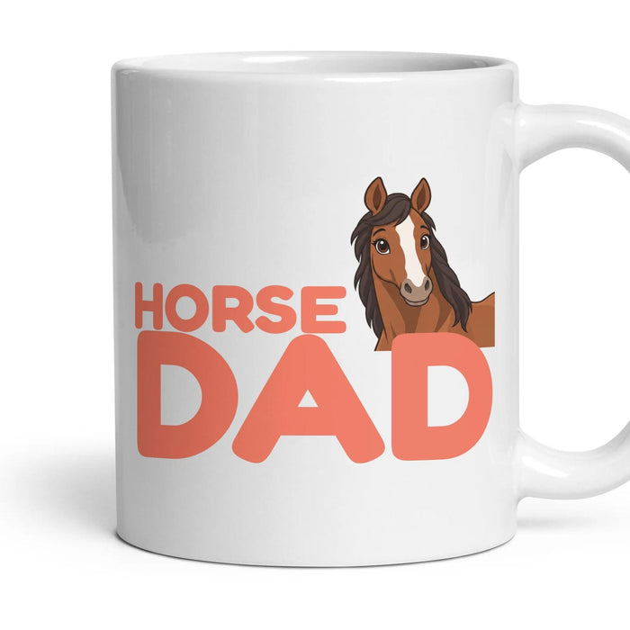 Horse Dad mug, 11oz white ceramic, Bay, handle right