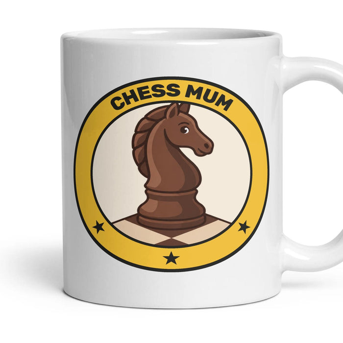 Chess Mum mug, 11oz white ceramic, handle right