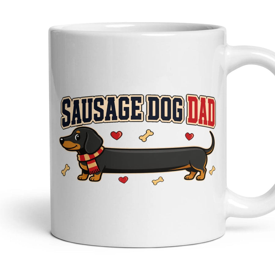 Sausage Dog Dad mug, 11oz white ceramic, handle right