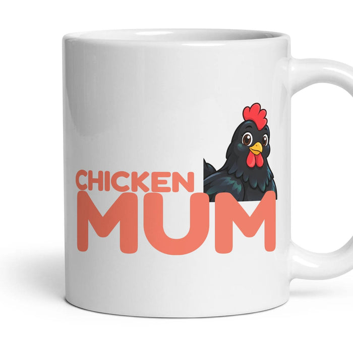 Chicken Mum mug, 11oz white ceramic, Black, handle right