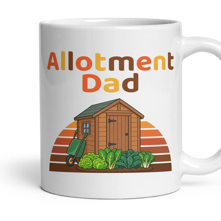 Allotment Dad mug, 11oz white ceramic, handle right