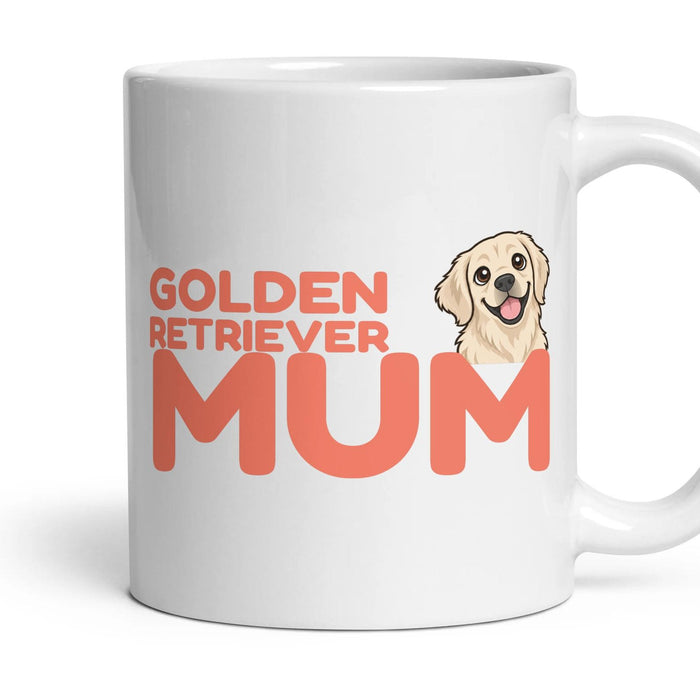 Golden Retriever Mum mug, 11oz white ceramic, Cream, handle right